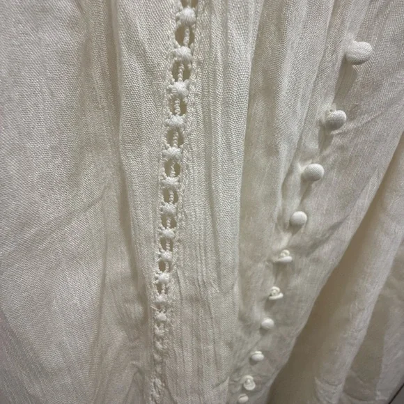 NWT. Lost & Wander Boho Long Lace Sleeve White Mini Dress. Size Medium - Picture 9 of 16